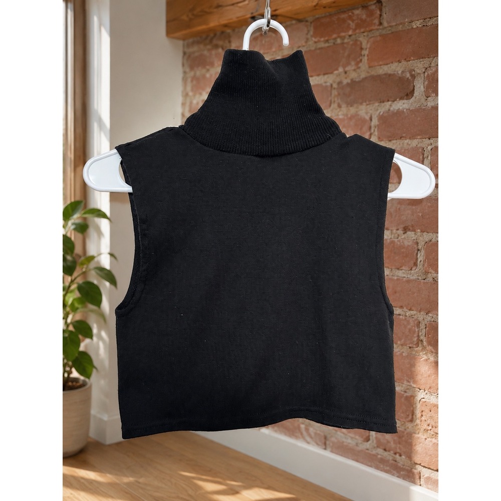 Black Sleeveless Turtleneck Crop Top Knit Layering Dickey Tank Small Apres Retro